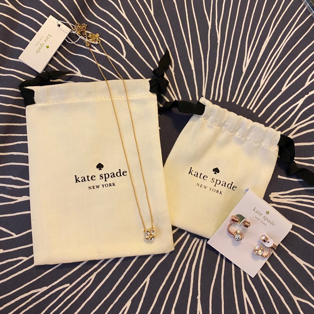 Kate Spade ear jacket earrings and necklace